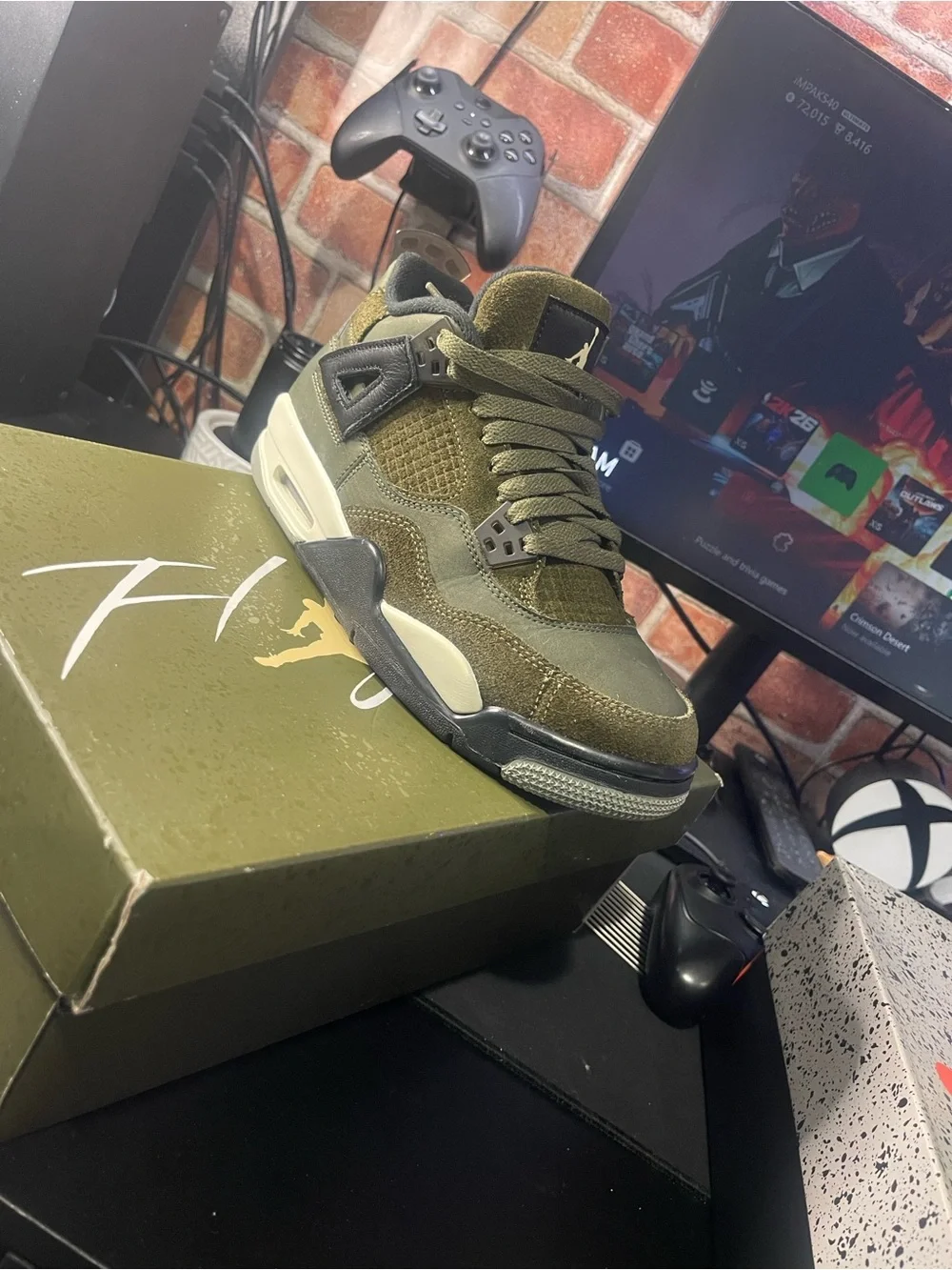 Jordan Air Jordan 4 Retro SE Craft GS - Olive Green & Pale Vanilla